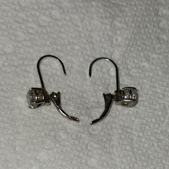 Sterling and Faceted 'Stone" Hinged Earrings - Picture 2 of 6